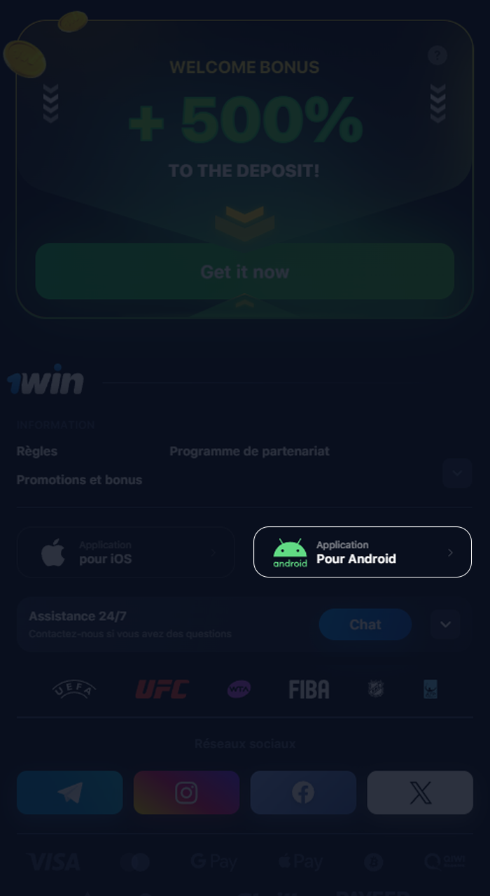 Cliquez sur le bouton pour télécharger l'application 1Win.