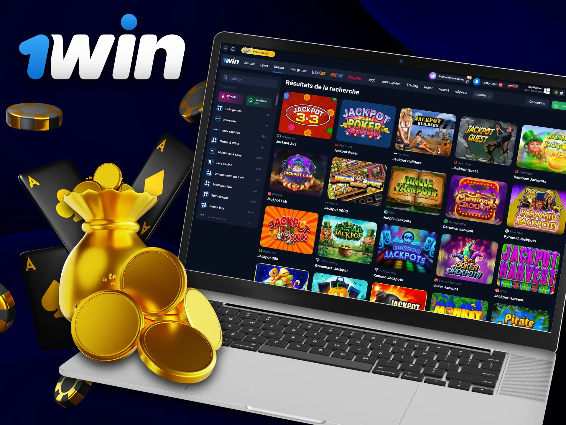 Les jeux de jackpot de 1Win sont parmi les plus populaires du site.