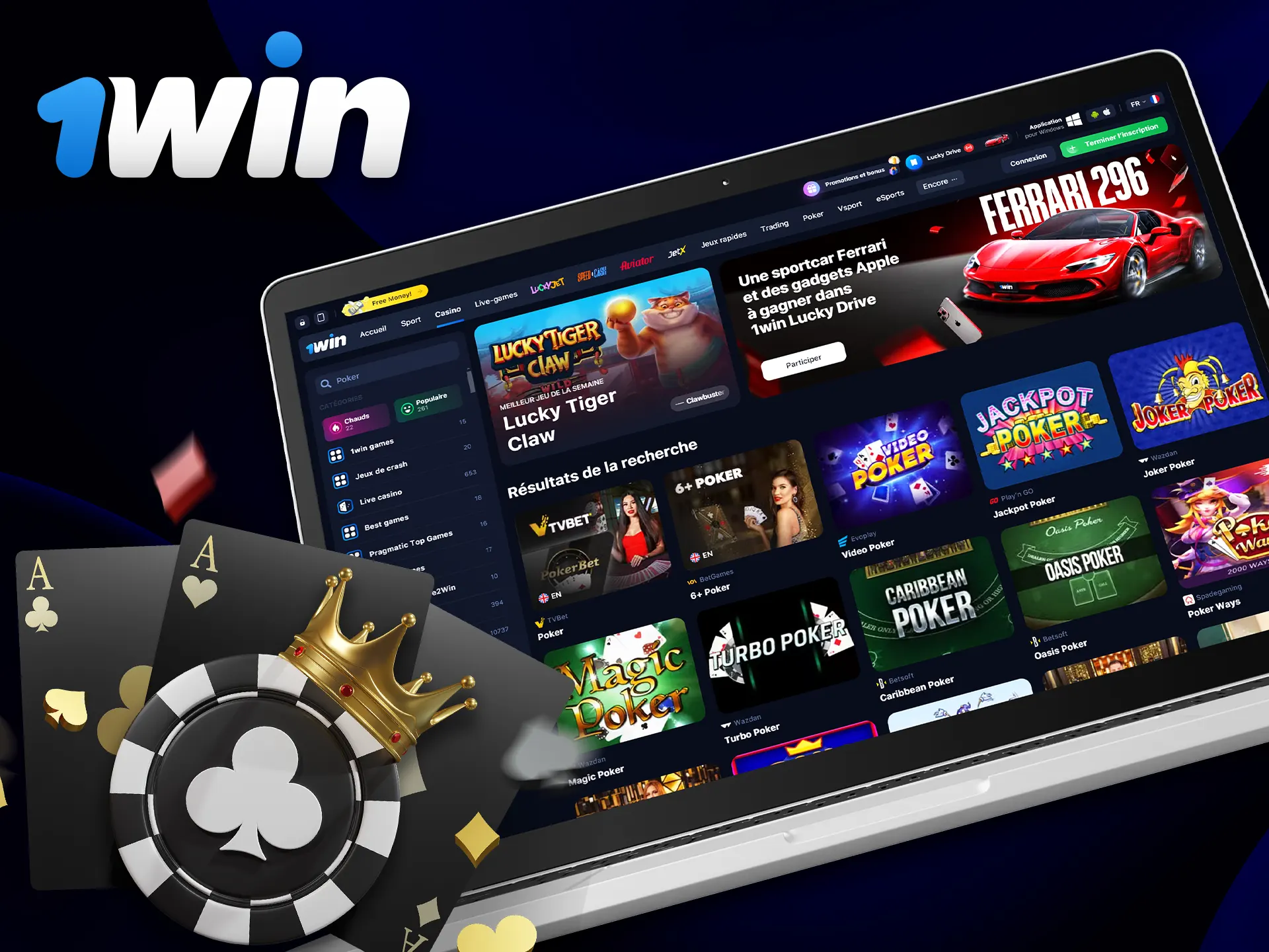 Play poker on the 1Win website.