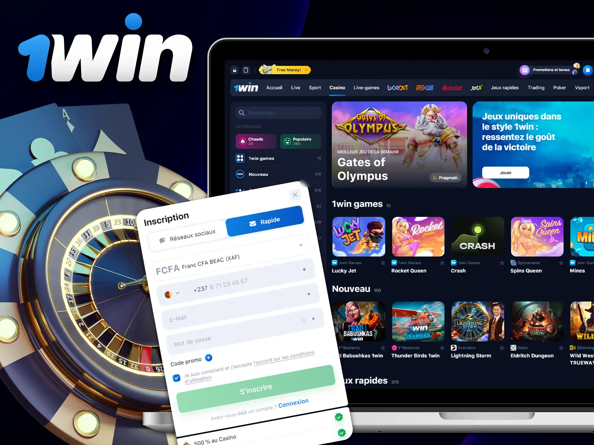 Instructions pour commencer à jouer sur 1Win Casino.