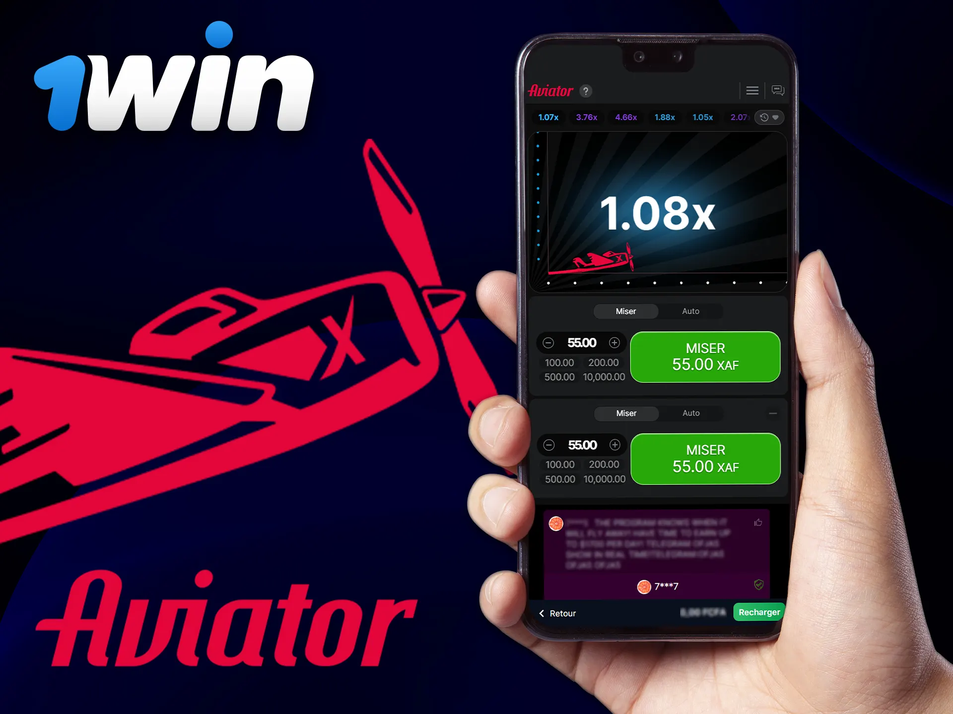 Installez l'application 1Win pour jouer à Aviator.