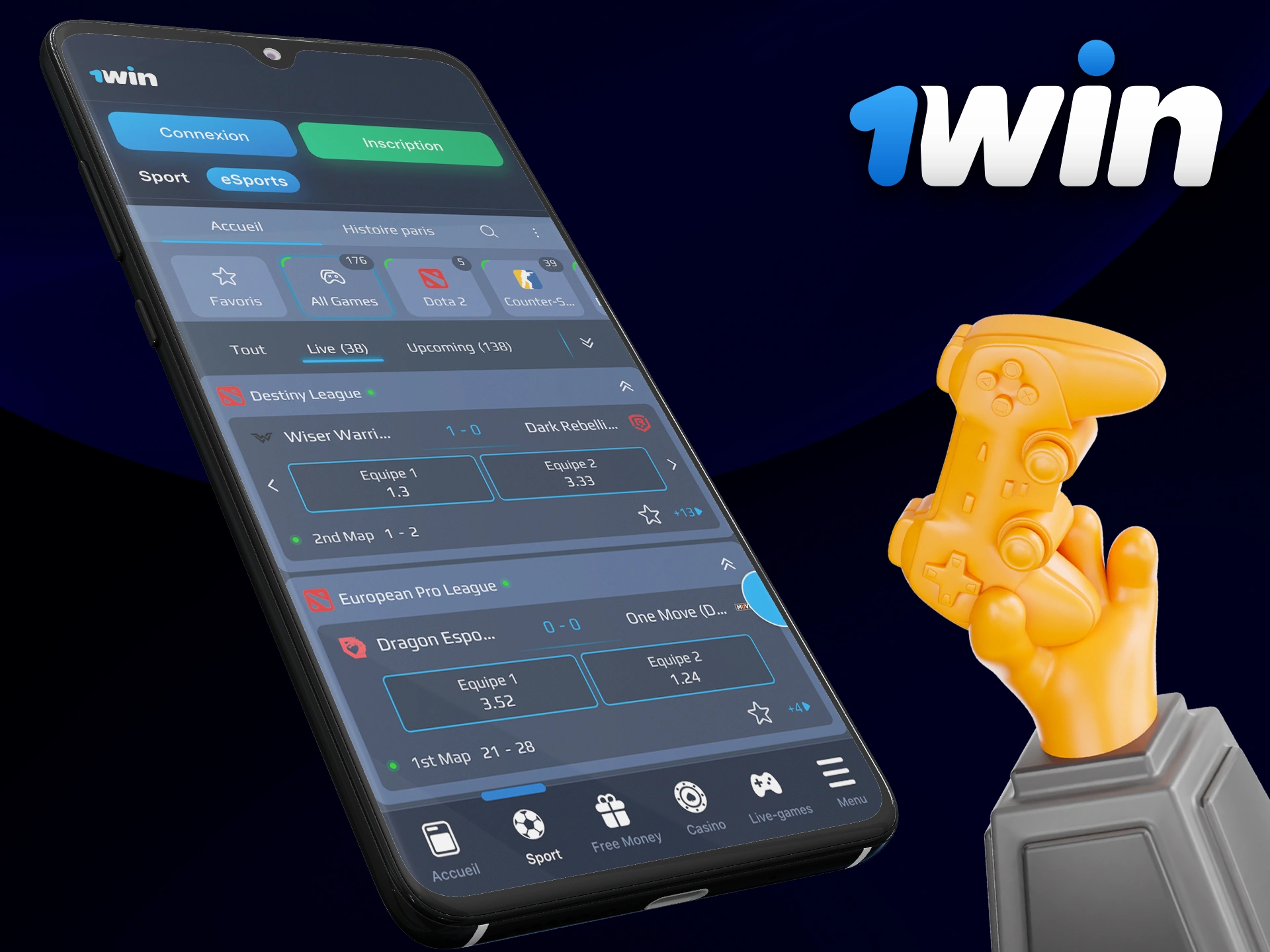 Créer des pronostics eSport dans l'application mobile 1Win.