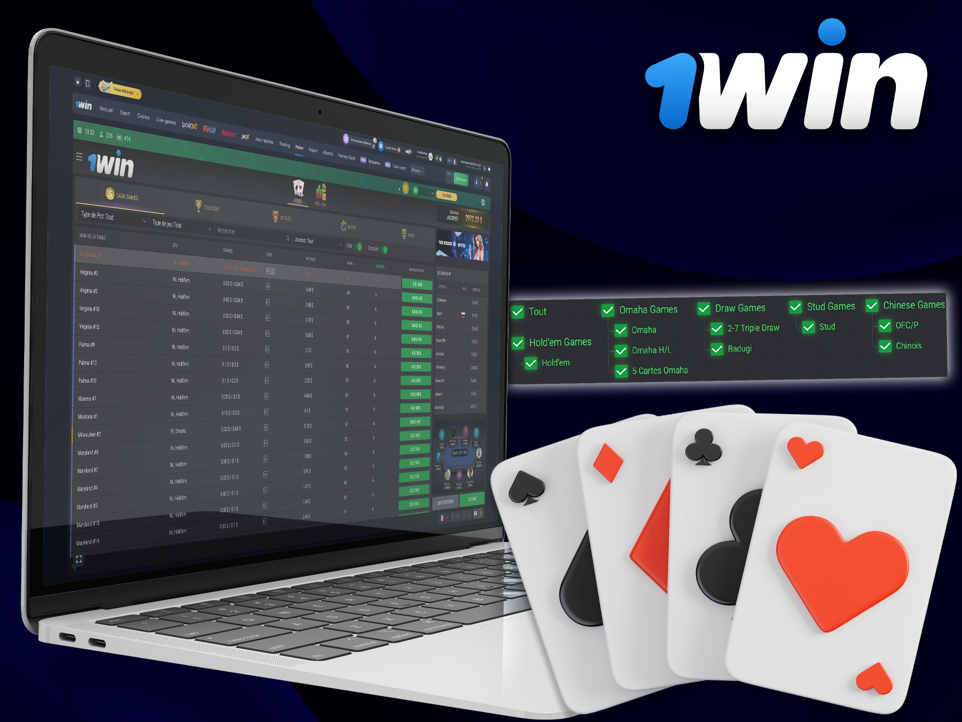 Choisissez un type de poker réussi pour gagner à 1Win.