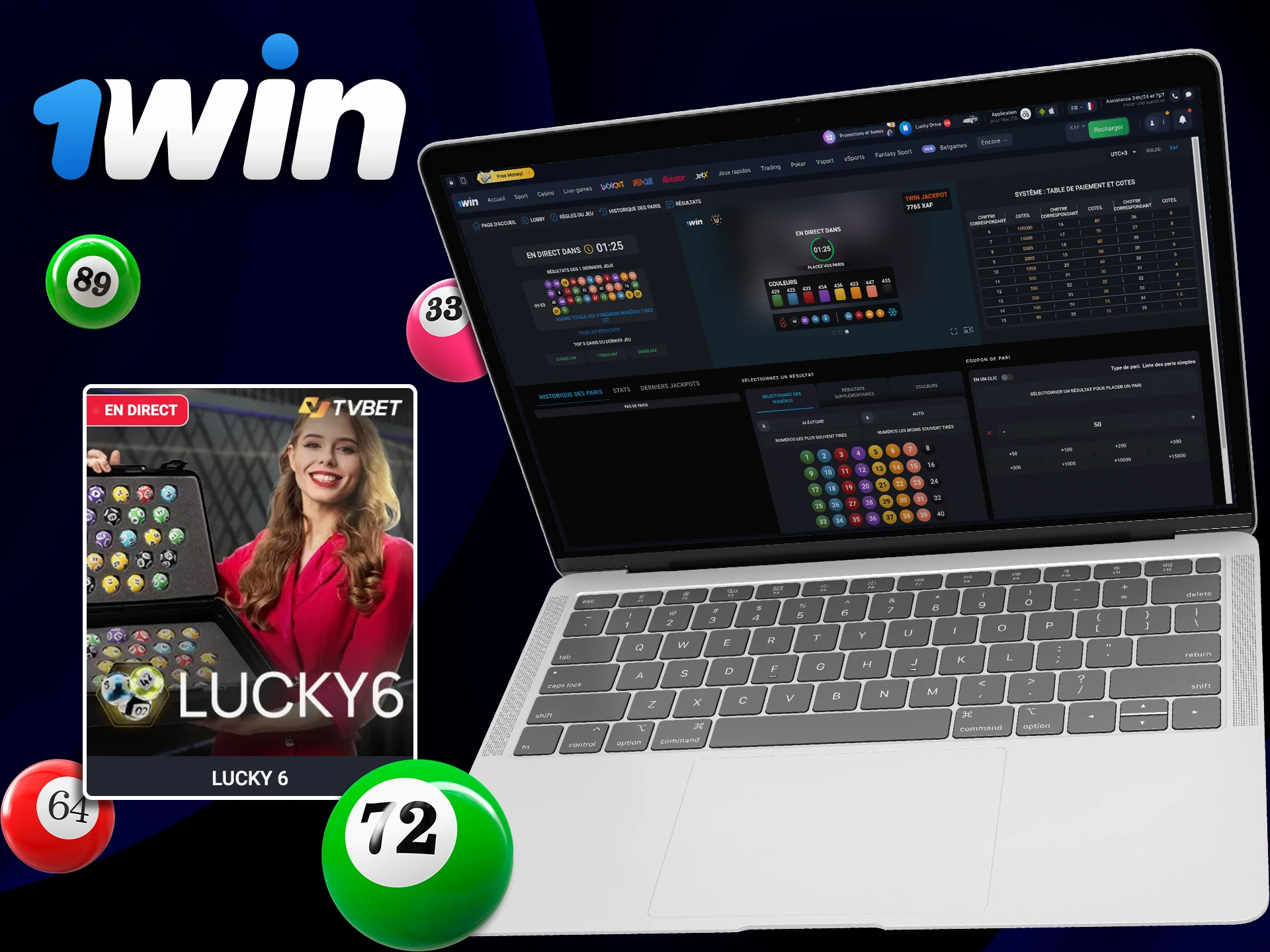 Tentez votre chance au jeu Lucky 6 de TVBet avec 1Win.