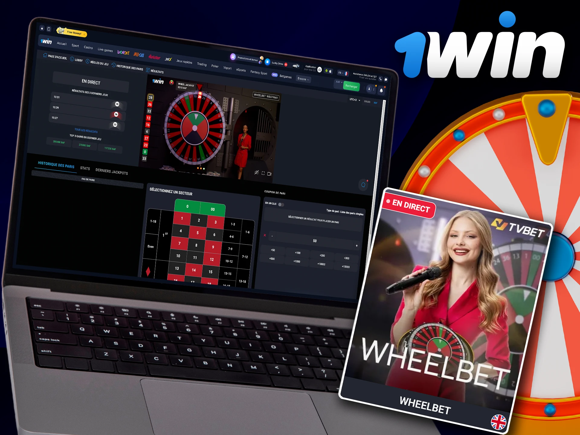 Jouez au jeu WheelBet en direct de TVBet sur 1Win.